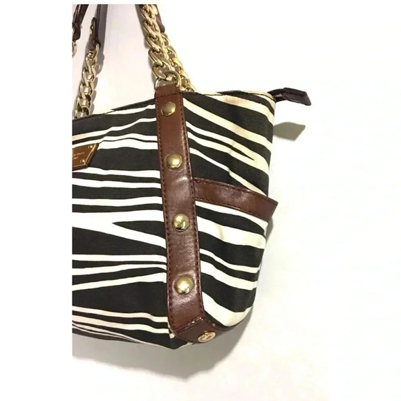 Michael kors beige black canvas shoulder handbag - Picture 3 of 9